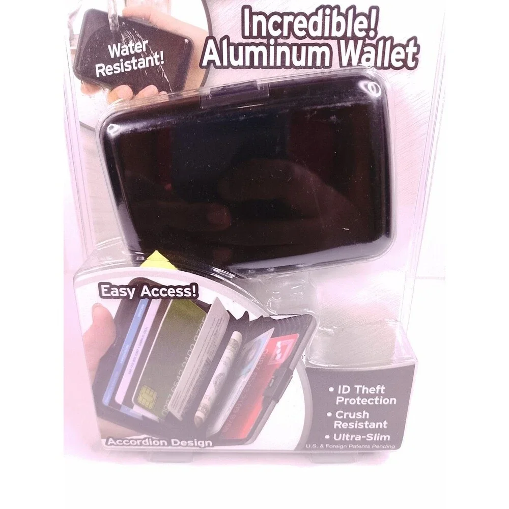Telebrands Aluma Wallet Black RFID Blocking Waterproof Credit Card Case NEW